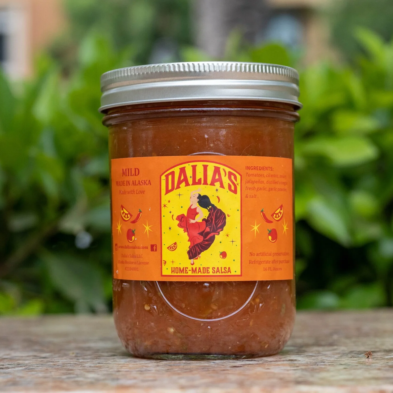 Mild Heritage jar of Dalia's salsa